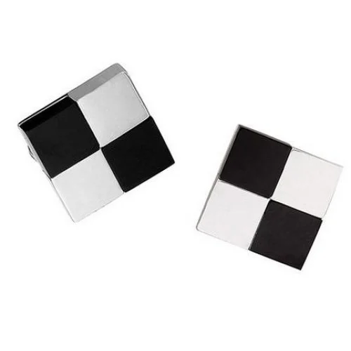 Black and White Checked Cufflink 30
